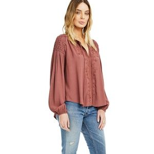NWT ASTR Claudine Mauve Boho Top size L
